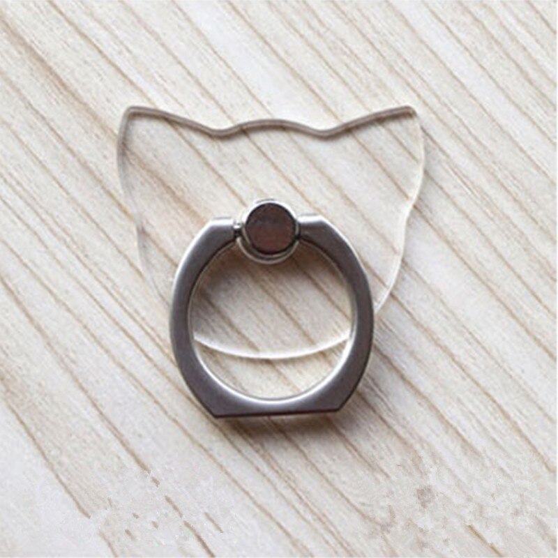 Phone Ring Holder Universal Mobile Phone Grip non-slip Metal/Plastic Finger Ring for Phone/Tablet Holder Stand Cat/Bear: Transparent cat