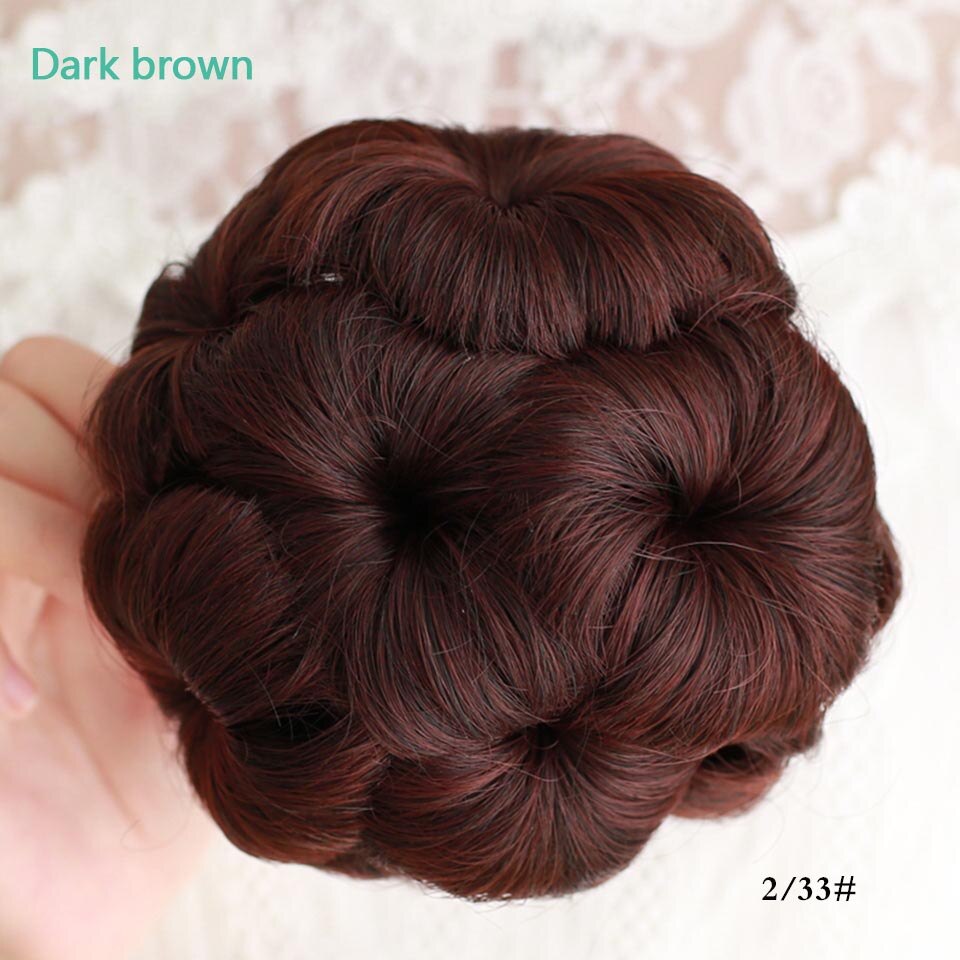 Women Chignon Hair Bun Donut Clip In Hairpiece Extensions 9 Flowers Roller Synthetic High Temperature Fiber Chignon AOSIWIG: #14