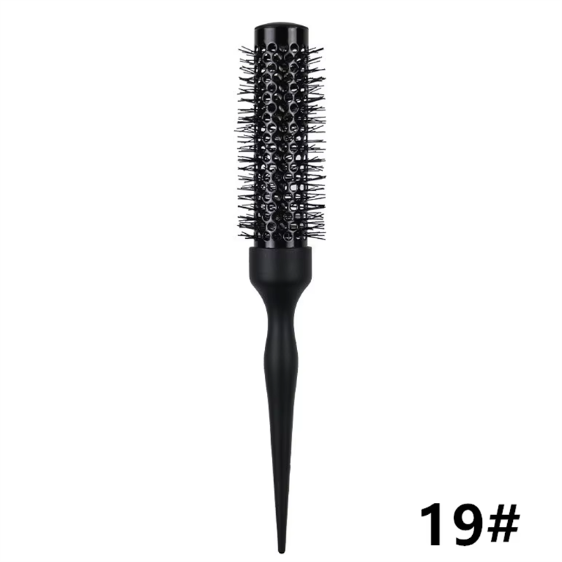 Peine para el cabello de barril redondo negro, cepillo para el cabello, peine de nailon, cilindro, peine para pelo rizado, herramienta de salón de tubo de aluminio, 1 ud.: Oro