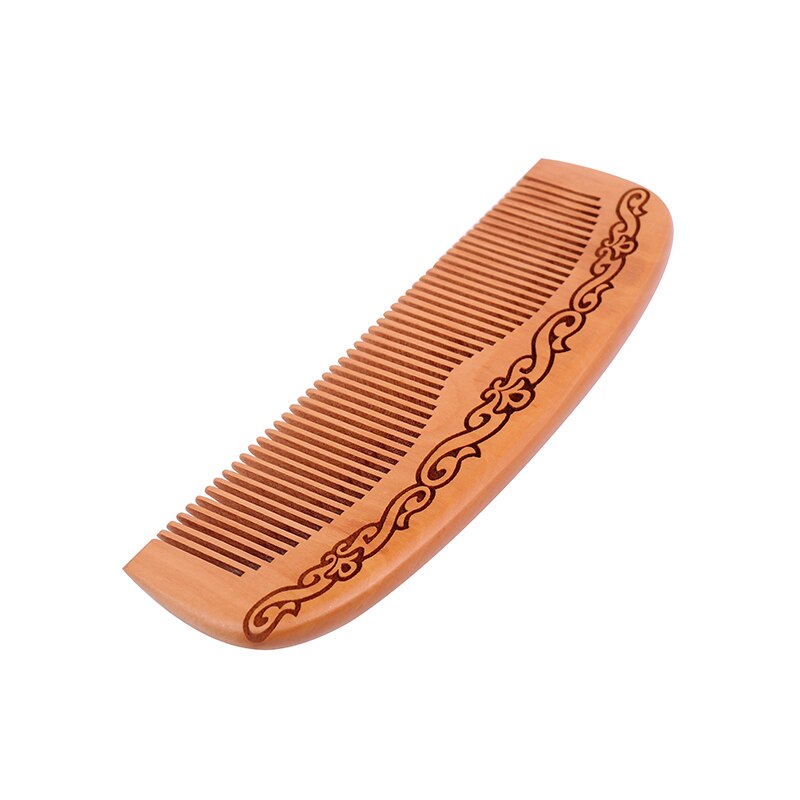 Handgjord persikoträ kam trä hår kam 100%  naturlig bambu kam-antistatisk blomma-fin tand för hår, skägg, mustasch: 2