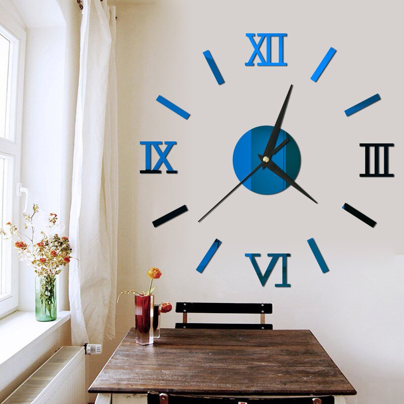 3d Diy Roman Numbers Acrylic Mirror Wall Sticker Clock Home Decor Mural Decals Clock Sticker For Home Kitchen Living Room Decor
