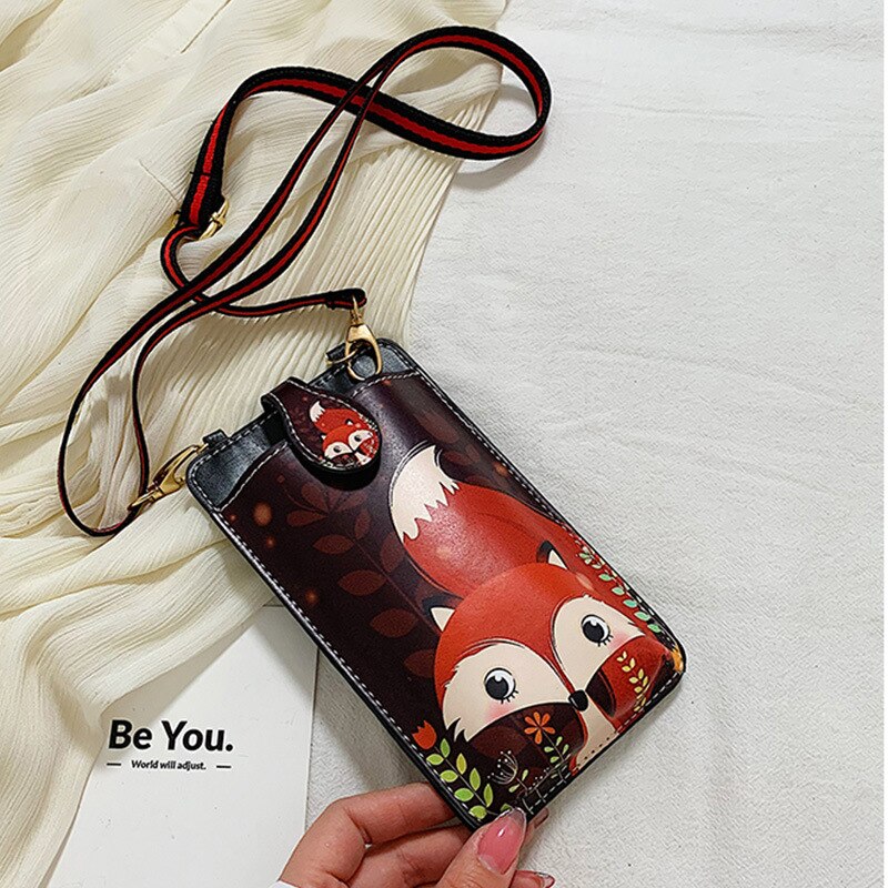 Donna Sacchetto Del Telefono mobile Della Borsa Della Moneta Delle Signore di sacchetto del telefono Croce di Spalla del Sacchetto Trasparente per Le Ragazze Carino Sacchetto Del Telefono Del Fumetto scoiattolo 742: fox  742