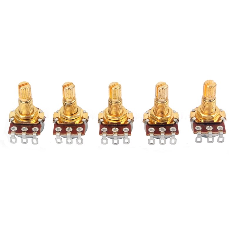 5Pcs B500k Potentiometer Splined Pot Electric Guitar Bass Effect Amp Tone Volume Parts