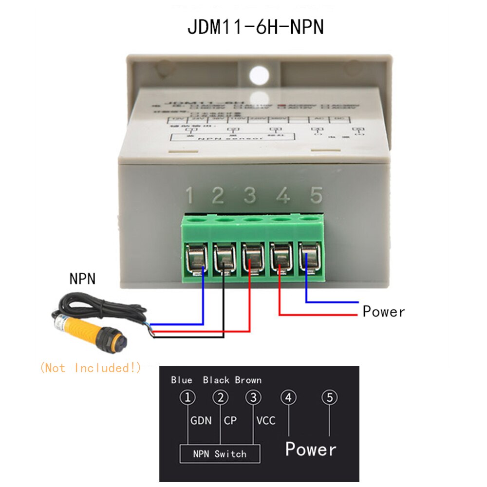 Digitale Zähler JDM11-5H/6H DC 6-36V AUF/OFF NPN Sensor Schalter Eingang 5/6 Ziffern elektronische Arbeits Power DC12/24/36 AC110/220: JDM11-6H-NPN AC220V