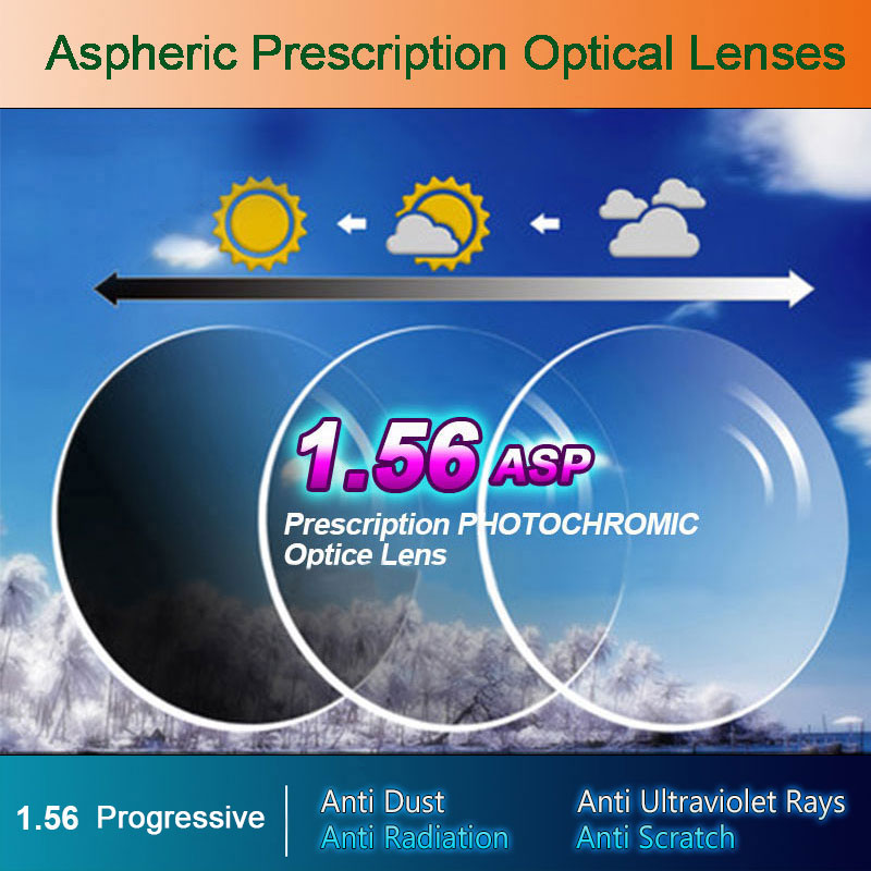 1,56 Photochrome Freies-bilden progressiv Asphärische Optische Verordnung Linsen Schnelle und Tiefe Farbe Beschichtung Ändern Leistung