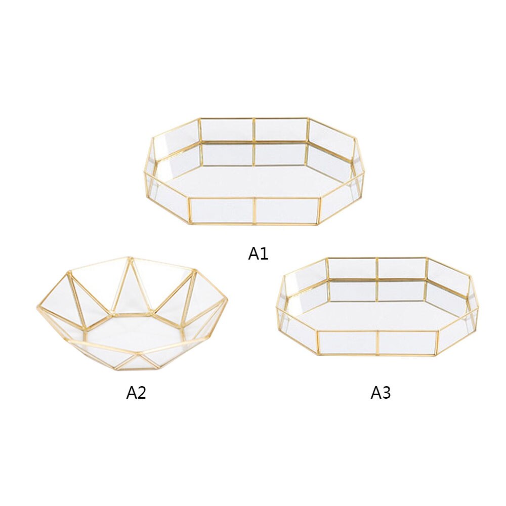 Verre cuivre géométrie boîte de rangement Style nordique panier de rangement boîte simplicité Style maison organisateur bijoux collier Dessert assiette