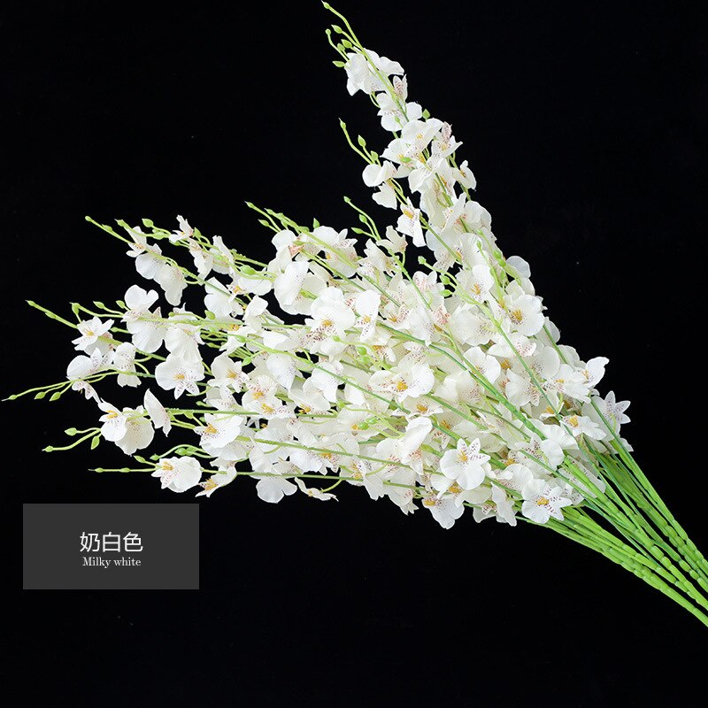 Yellow Dancing Orchid Artificial Flowers Wedding Home Flower Arrangement Crafts Vases Decoration Phalaenopsis Diy Potted Plants: White