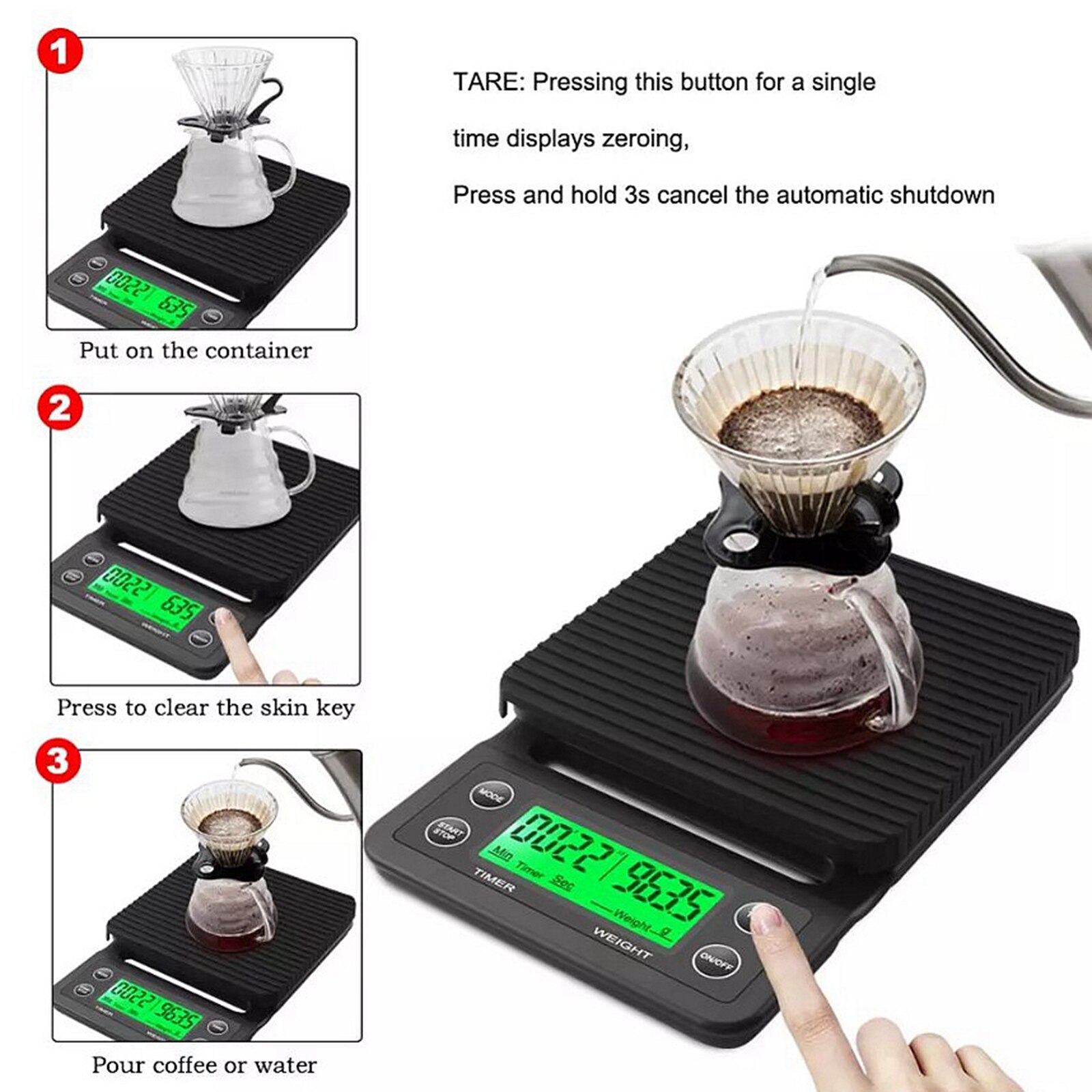 Coffee Scale with LED Display Drip Coffee Scale With Timer Scale Portable Measuring Tools for Kitchen