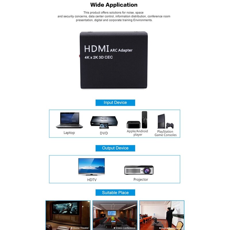 ARC Adapter HDMI to ARC 4Kx2K HDMI TO ARC Converter Optical o Return Adapter for Laptop, DVD, Game Consoles