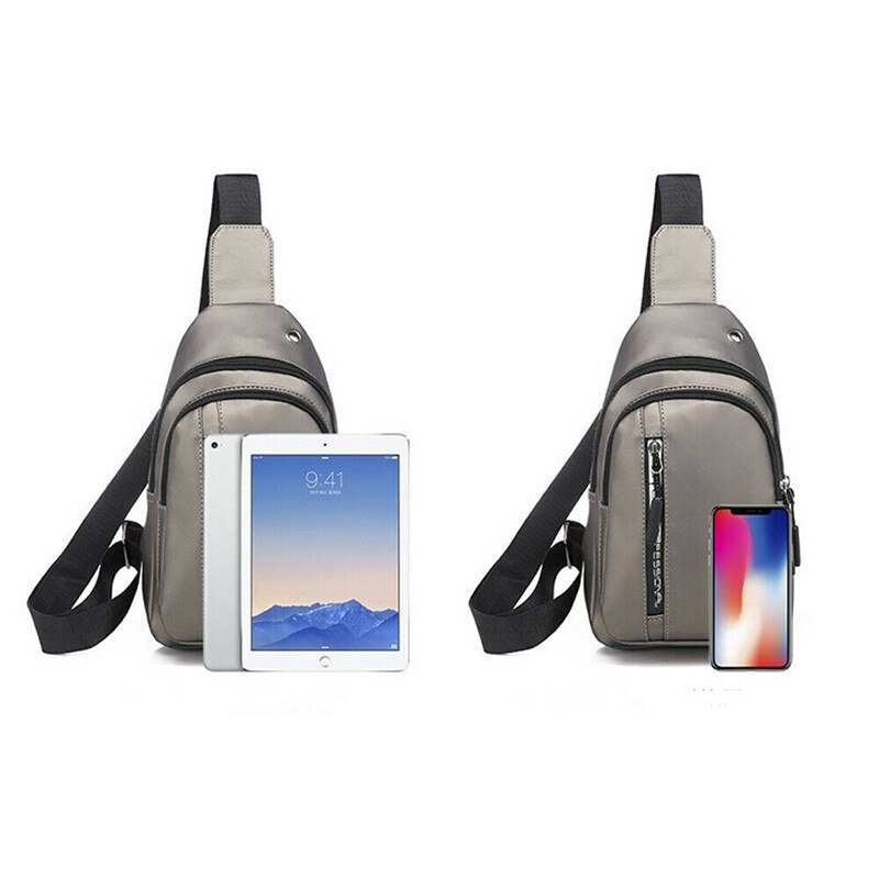 Mannen Borst Sling Pack Satchel Schoudertas Waterdichte USB Charge Kleine Dag Pack