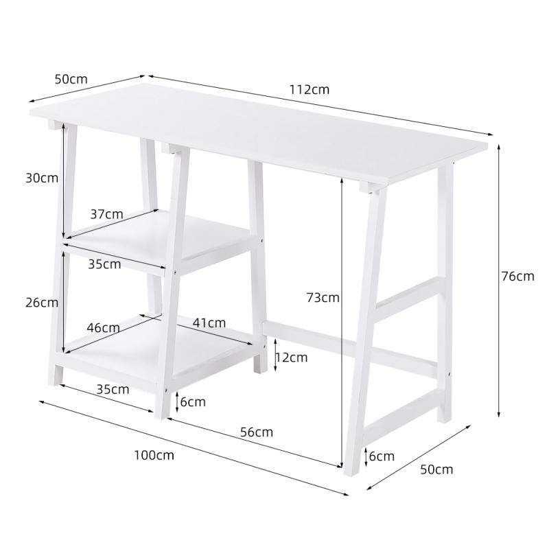 Grote Houten Computer Bureau Laptop Bureau Tafel Studie Bureau Met 2 Tiers Planken Kantoormeubilair Pc Laptop Werkstation Hwc