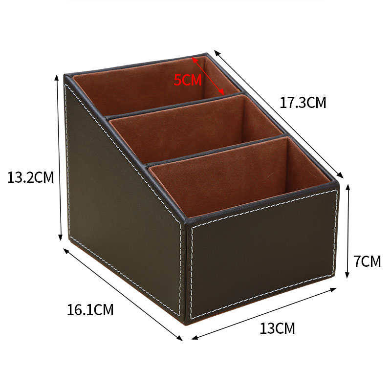 Office Accessories PU Leather Pen Holder Storage Box Stationery Desk Organizer Black Pencil cup remote control holder