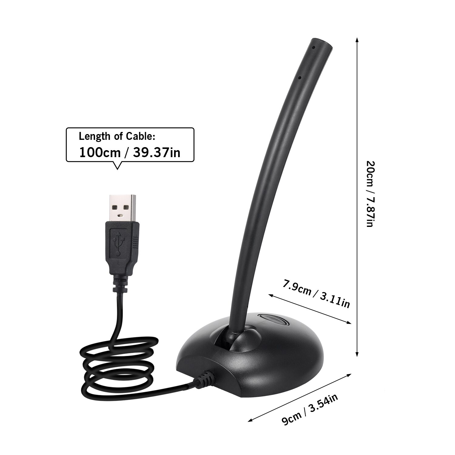 USB Microphone Computer Recording Mic with Mute Button & LED Indicator for Laptop PC Online Meeting Chatting Voice Recording Mic