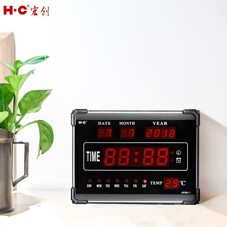 Hongchuang English electronic calendar led Wall Clock 10 inch digital clock music alarm