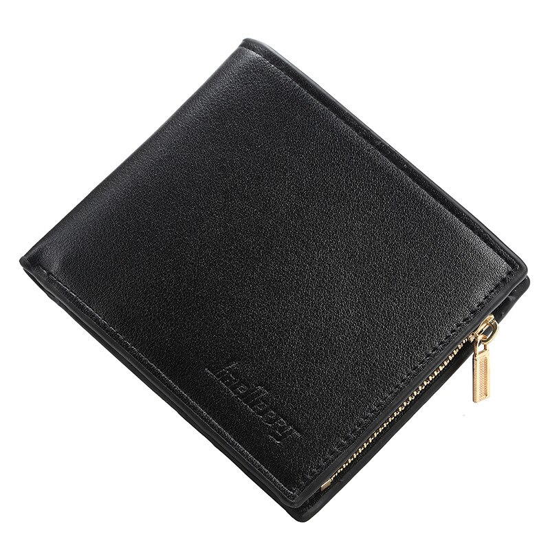 Genuine Leather Wallet Men Clip Cowhide Wallet Men Brand Coin Wallet Small Clutches Men's Purse Coin Pouch Short Men Wallet: C black