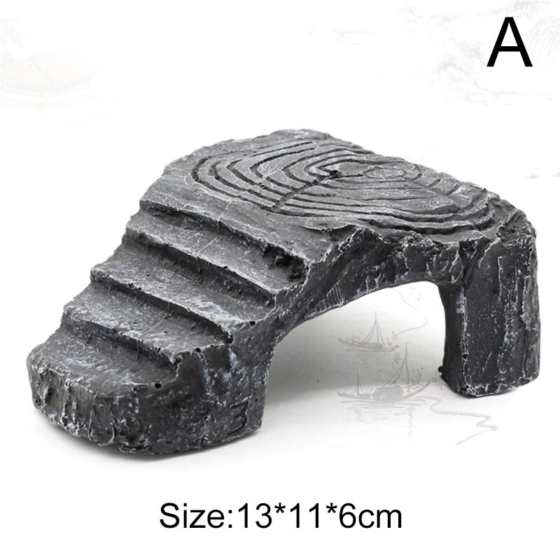 Rampe de plateforme en résine pour Reptile, jouet, rampe pour réservoir, île, escalade aquatique, ornement d&#39;aquarium, escalier pour Aquarium: A