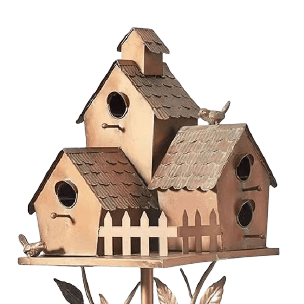 Birdhouse Garden Stakes Metal Bird House with Pole Garden Outdoor Metal Birdhouse Decoration for Outdoor Garden Yard Decoration