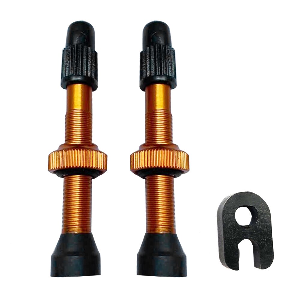 Pièces de bicyclette personnelles de soupapes de Presta de tige d'alliage de noyau en laiton 54mm avec l'outil facilement Installation pour des pneus Tubeless de bicyclette: Orange A