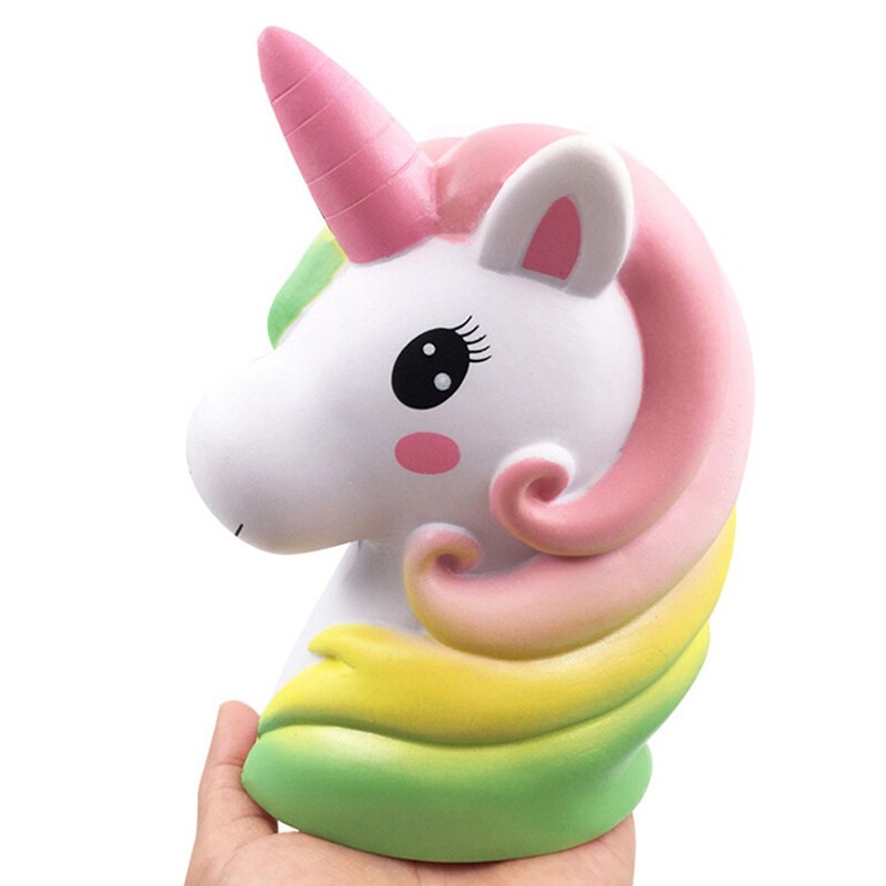 Neue Jumbo Bunte Galaxis Einhorn Pferd Kopf Squishy Nette Brot Kuchen Duft Langsam steigend Weichen quetschen Spielzeug Spaß für Kind weihnachten