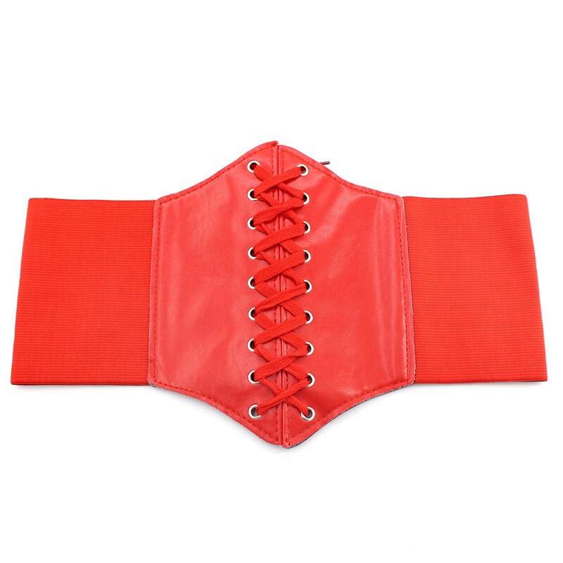 Corset cuero Pu ancho para adelgazamiento de cuerpo cinturones para mujer elástico cinturón a la cintura alto Cinto Sobretudo femenino Ceinture Femme Fajas: Red