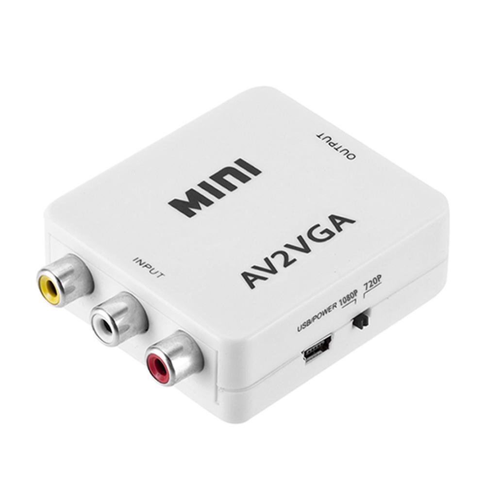 Mini HD AV2VGA Video Converter Convertor Box AV RCA CVBS to VGA Video Converter Conversor with 3.5mm Audio to PC HDTV Converter