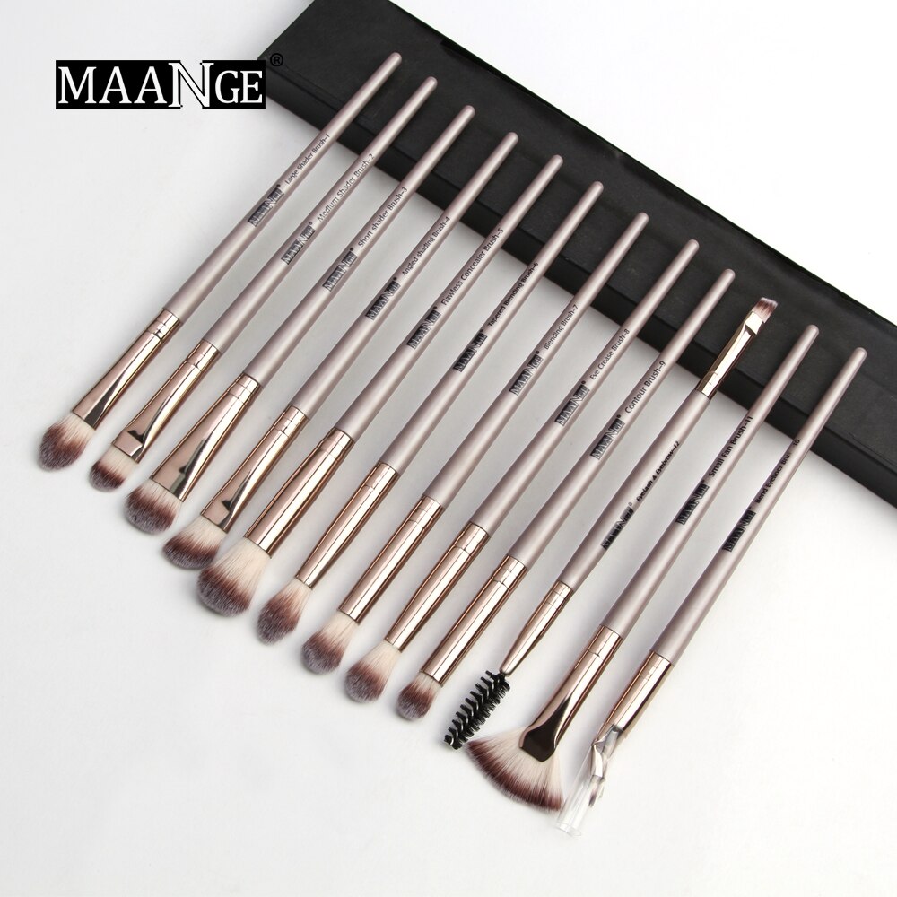 Make-Up Kwasten 12Pcs Eye Make-Up Kwasten Set Met Cosmestic Tas Oogschaduw Blending Make Up Borstel Voor Make-Up Beauty gereedschap Kit: 12pcs Brown