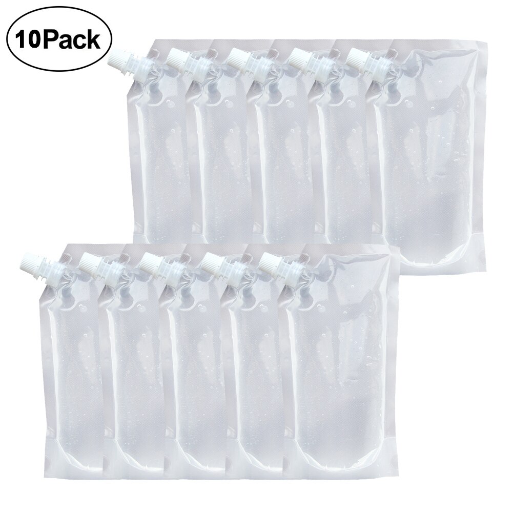 10 Stuks Plastic Met Trechter Liquor Pouch Lekvrij Sap Container Clear Opvouwbare Waterzak Drinken Pouch Kolven Kolf Tassen