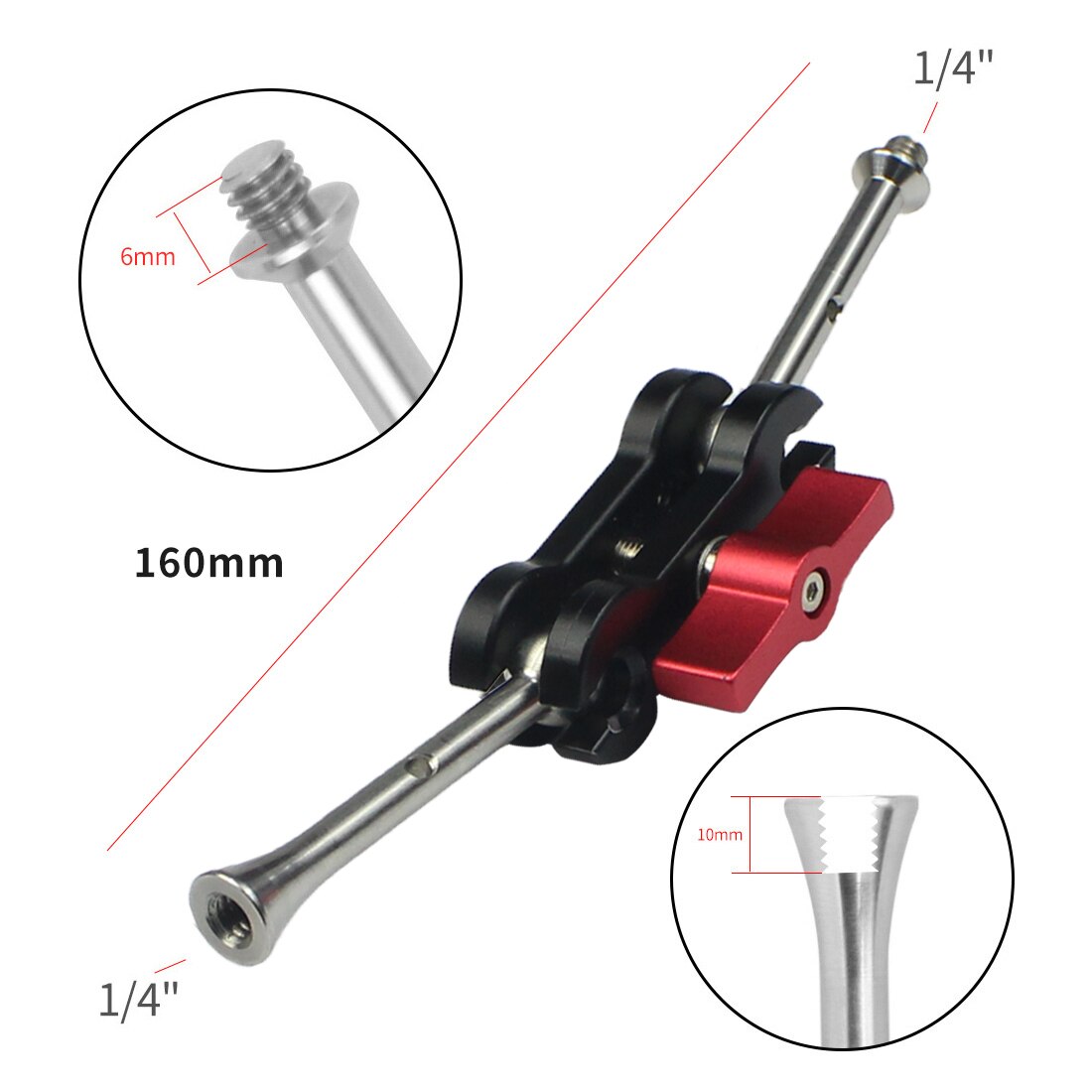 Articulating Magic Arm Mount 12mm Double Ballhead 1/4" Screw for DSLR Camera DV Monitor Light Tripod Live Hotshoe Bracket: New Type D