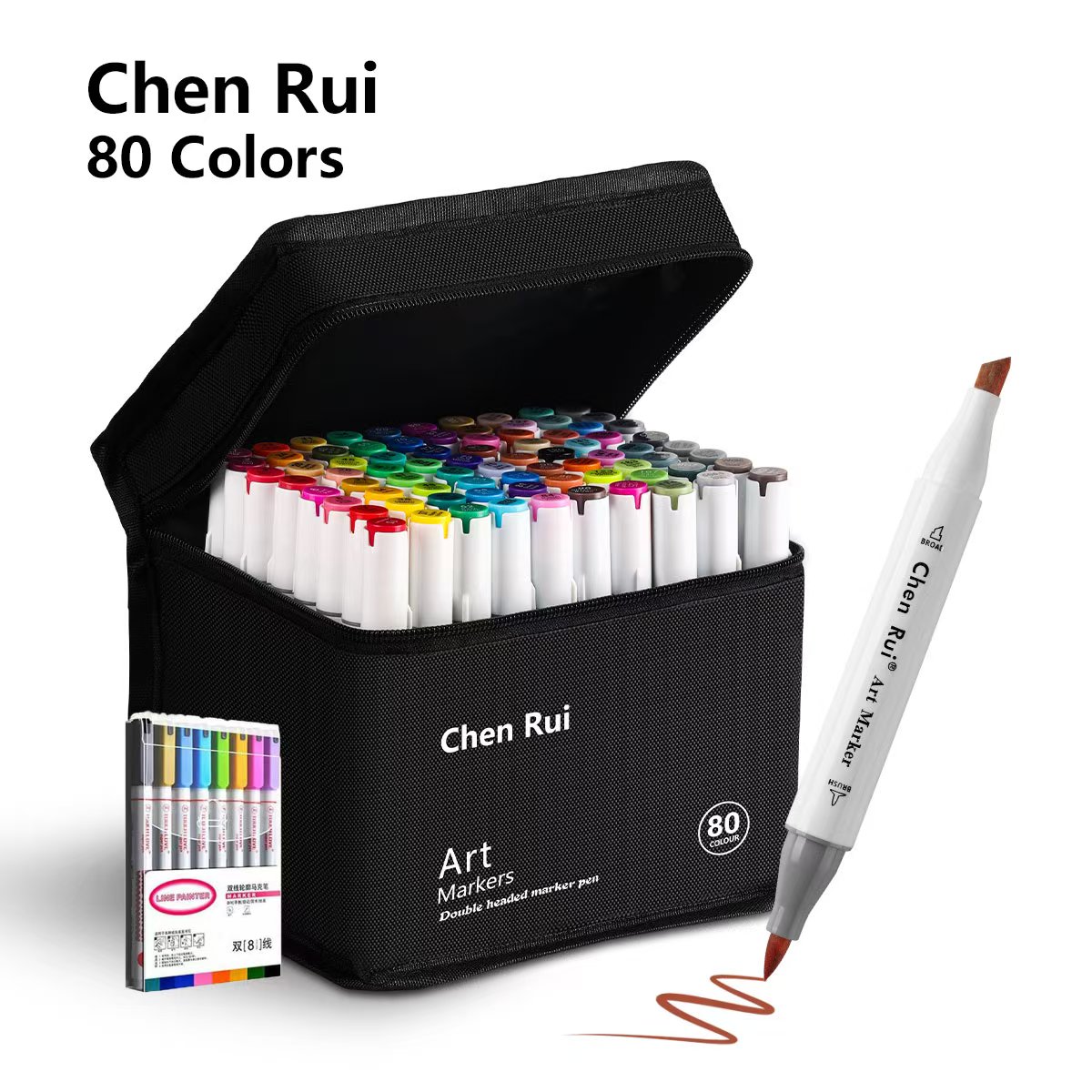 Rotuladores de arte permanente con pincel y cincel de doble punta, 120/80/60/48 colores, con Base y marcadores de contorno, Kit de suministros de dibujo, recargable: YELLOW