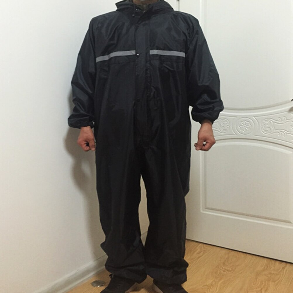 Motorcycle Raincoat Motorbike Conjoined Raincoat Motocross Overalls Men Women Fission Rain Suits Clothing: Black / L