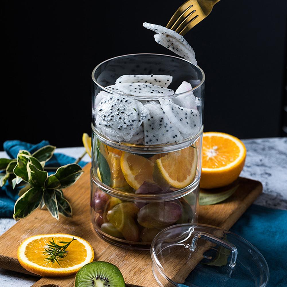 Caja de golosinas de fruta deshidratada de múltiples capas, recipiente apilable de plástico acrílico transparente con cubierta, contenedor de almacenamiento de alimentos para aperitivos