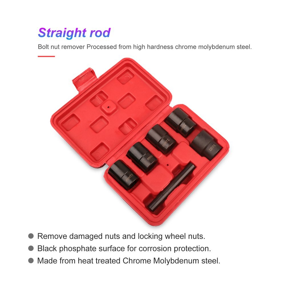6pcs Nut Bolt Extractor 17Mm-31/32 Sleeve Extractor Locking Wheel Nut Removers Damaged Rounded Bolt Hand Operated Tools