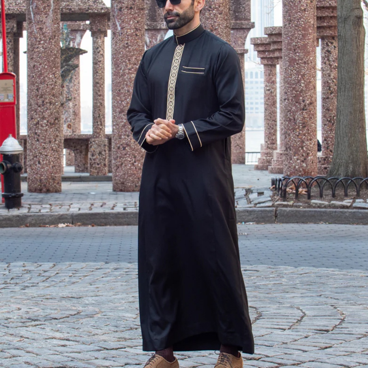 Islamic muslim Arabic men's robe long sleeve embro... – Grandado