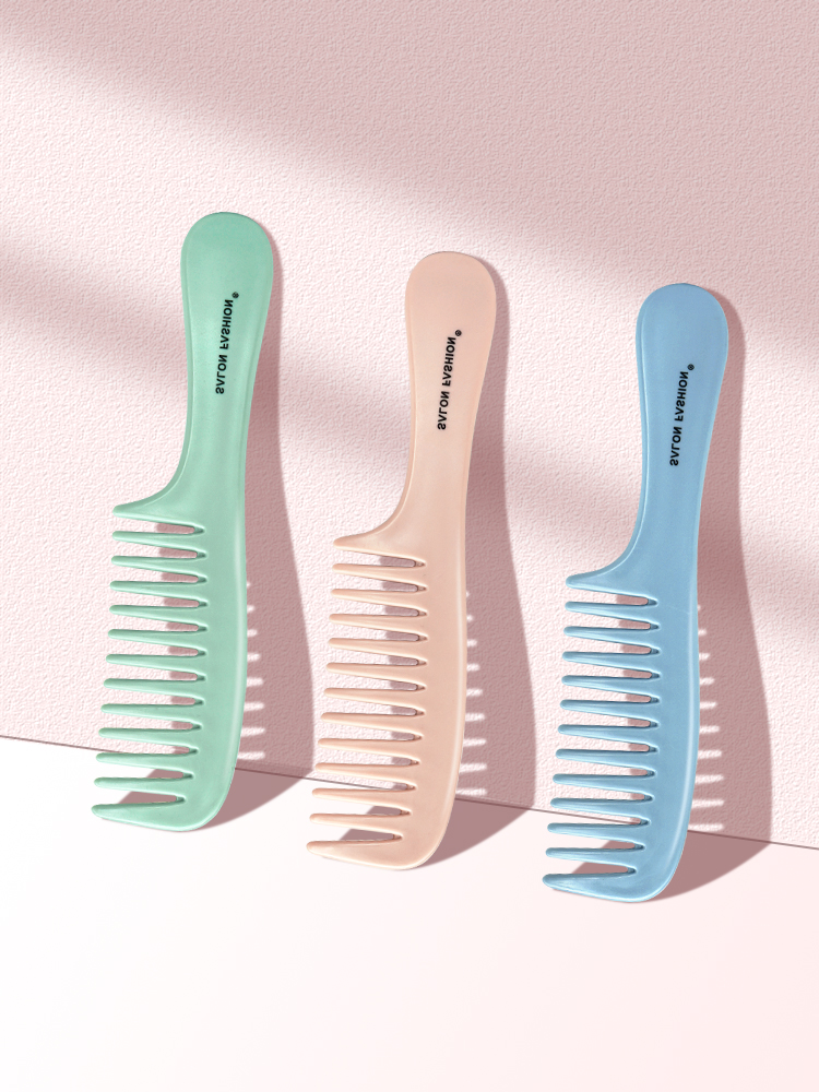 Handheld Hairbrush Wide Tooth Comb Plastic Flat Comb Hair Scalp Massage Smoothing Comb Detangle Hairdressing Comb Styling Tool