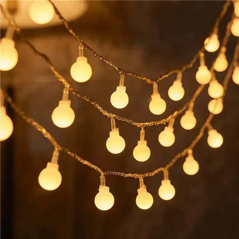 3M-22M Fairy Garland LED Ball String Lights Outdoor Waterproof for Christmas Tree Wedding Home Indoor Decoration Eu Plug Powered