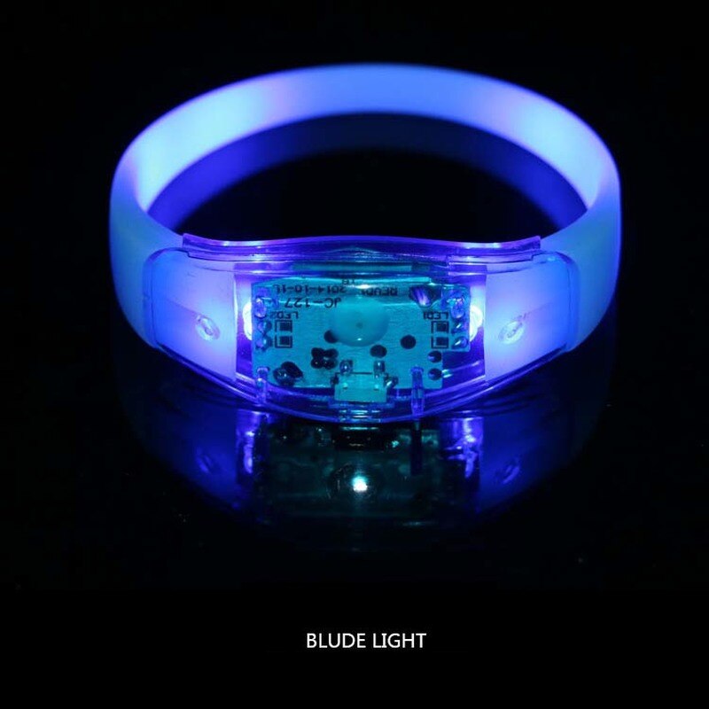 Bracelet en Silicone à lumière contrôlée par le son, lueur active, clignotant, de fête, fête, mariage, fête, Festival: blue