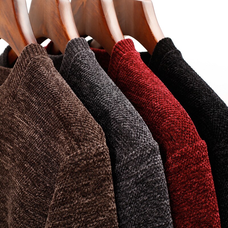 Tyk fløjl mærke trøjer mænd pullover varm slim fit trøjer strikning vinter koreansk stil casual mænd tøj