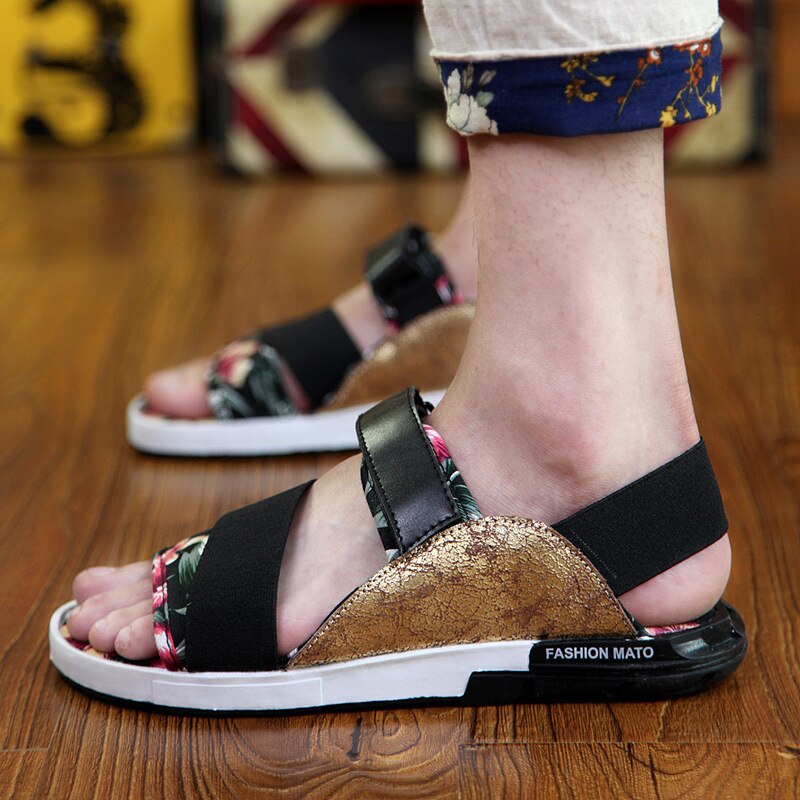 Fritids krokløkke menns sandaler grunnleggende foran bakreim lav sommersko sying blandede farger uformelle menn strandsko: Multi / 39