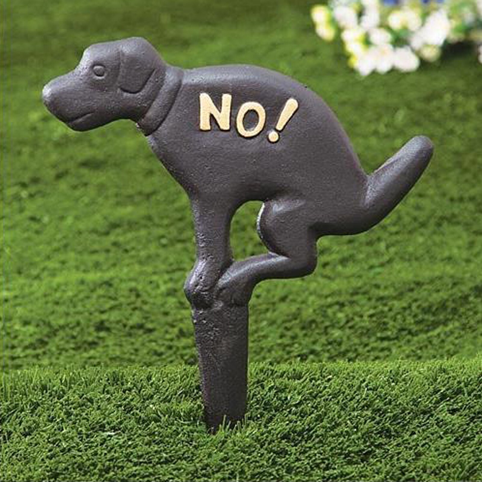 Yard Sign with Stake Puppy Decorated for Yard Garden Decoration Stop Dogs from Pooping 1pc Inserted European Metal Sign