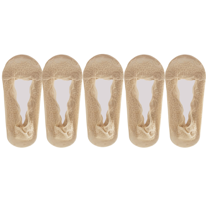 Lot de 5 paires chaussettes femmes en lot soquettes courtes femme de chaussettes en dentelle pour femme, invisible, été, transparent, court, ensemble de rinçage, blanc, coupe basse, silicone, antidérapant, bateau