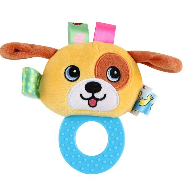 Babyspeelgoed met handvat, bel, babyspeelgoed van 0-12 maanden, cartoon pasgeboren, pluche rammelaar, bel, handspeelgoed, zachte babymobiel, babybel: Hond -1