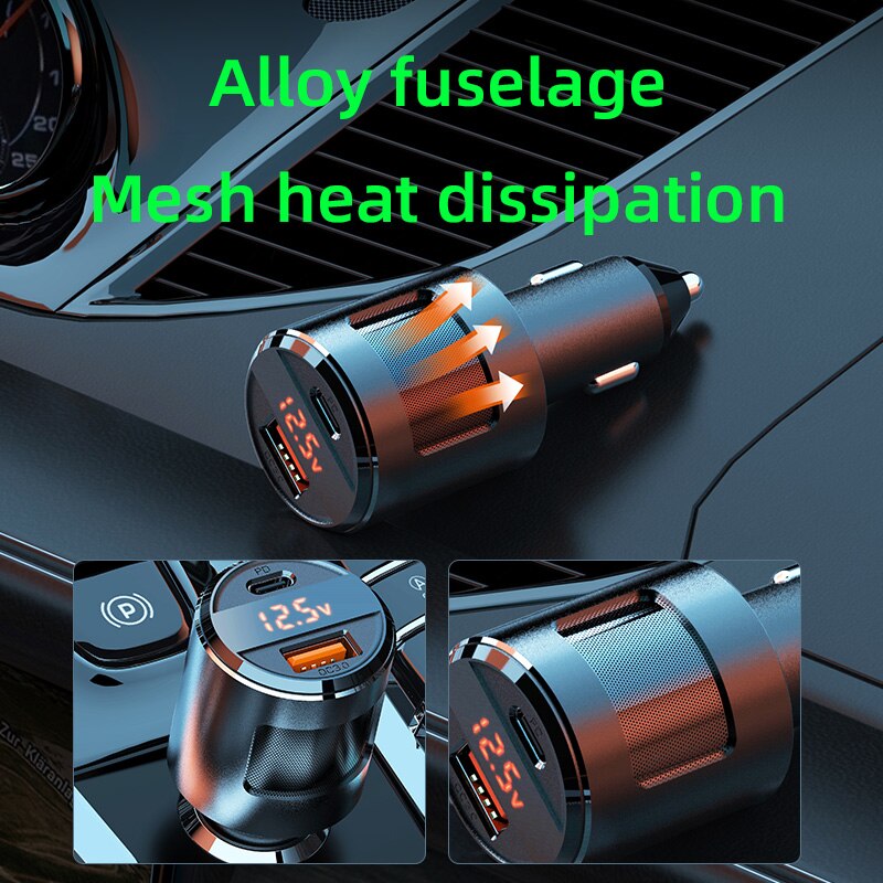 Car charger 65W super flash charging car mobile phone charger usb-c type-C PD fast charging qc3.0 USB cigarette lighter splitter