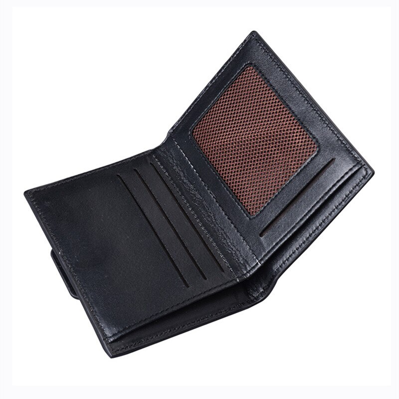 Men&#39;s Wallet Youth Short Vertical PU Male Wallet Stitching Canvas Pattern Wallet Male Card Wallet Bag