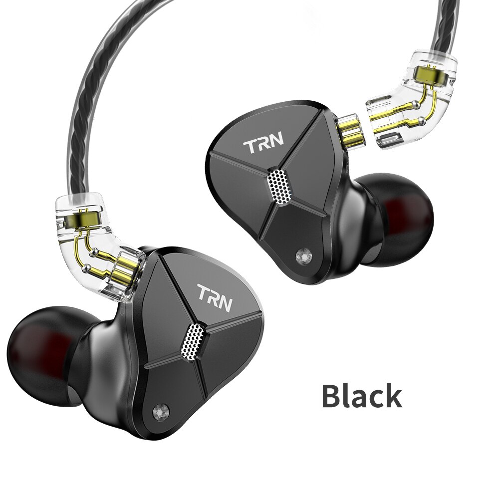 TRN BA5 5BA In Ear Earphone Metal IEM HIFI Monitor Running Sport Headset Stage Resolution Detachable 2Pin V90/ZSX/C12/AS10: black no mic