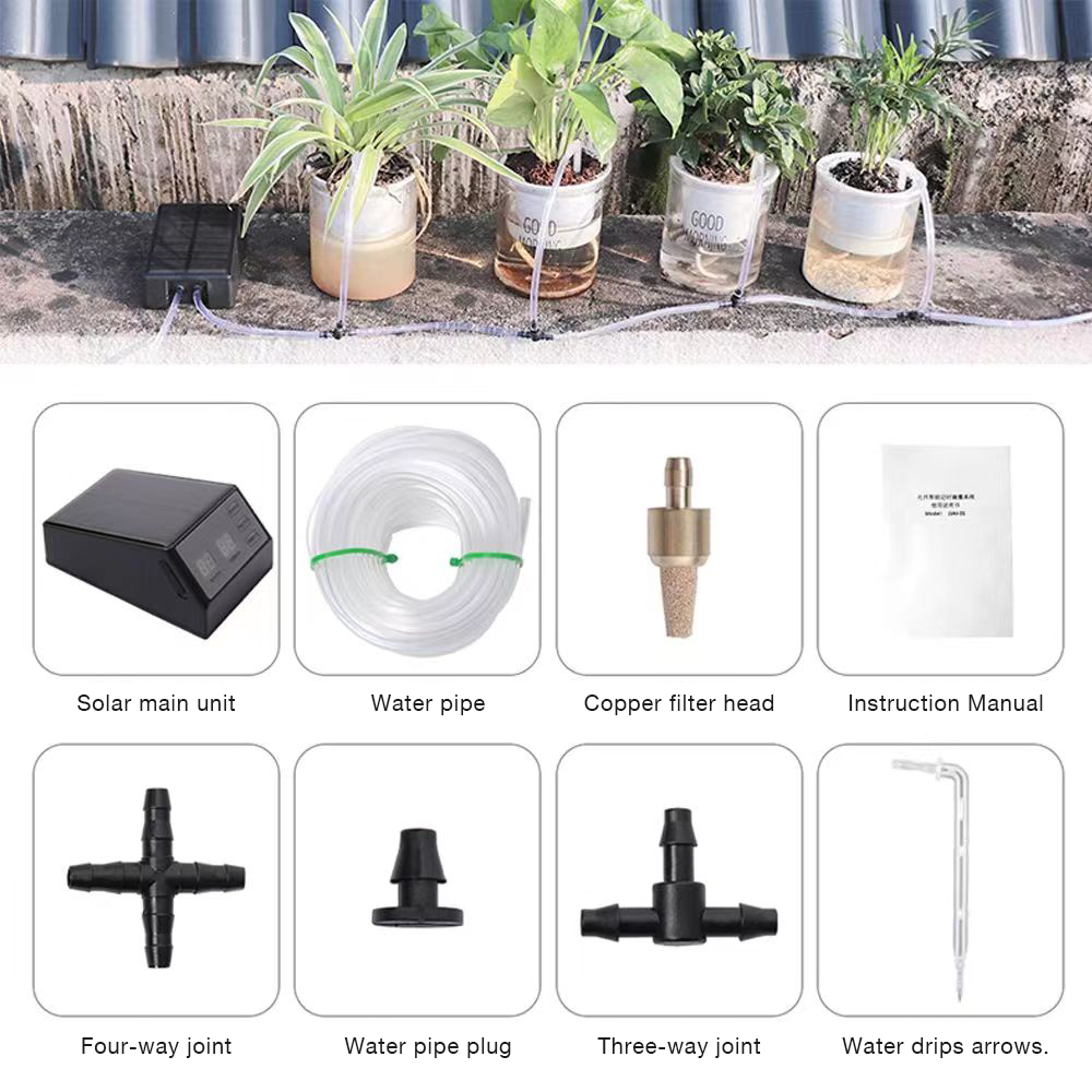 Solar Water Pump Timer Automatic Drip Irrigation Kit Watering Timer Irrigation System Garden Hose Micro-Drip Irrigation Kits