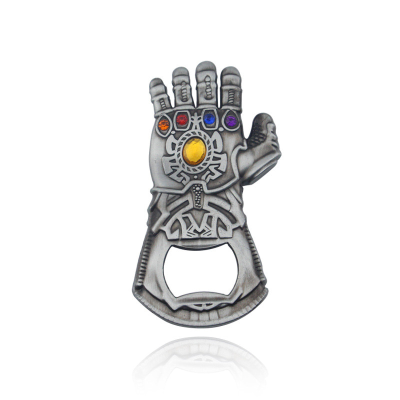 1pcs Hammer Shaped Beer Bottle Opener Portable Keychain Metal Tools Infinity Thanos Gauntlet Soda Glass Caps Remover Openers: H2 Silver