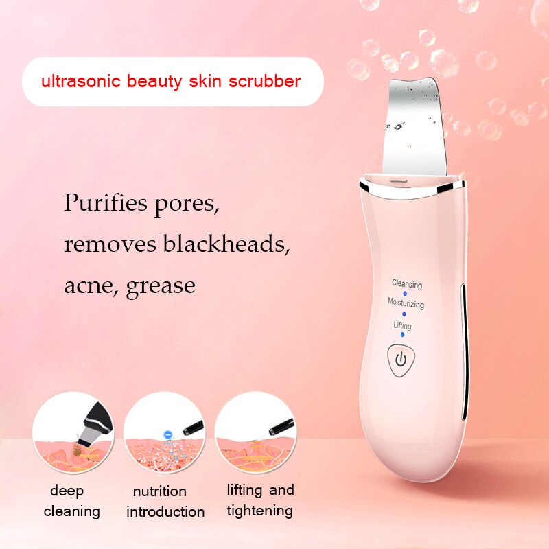 CF073 Facial Ultrasonic Skin Scrubber Microcurrent Face Massage Blackhead Remover Pores Cleaning Peeling Skin Care Beauty Tools