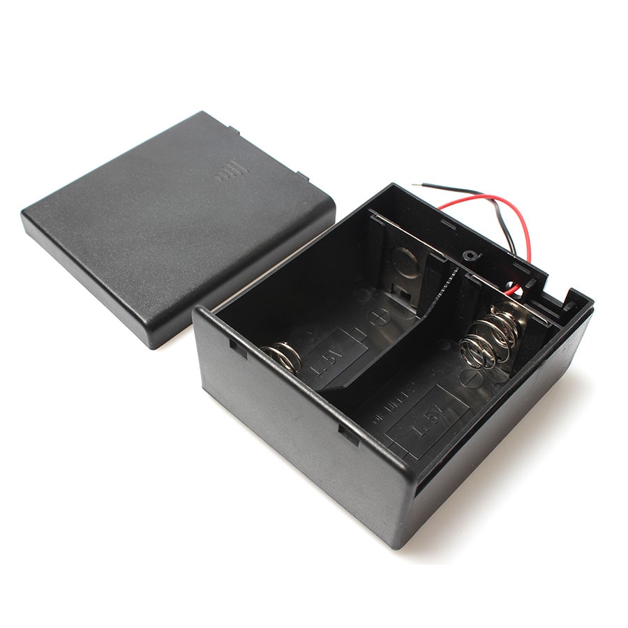 2 XD Maat 3 V Plastic Batterij Houder Connector Ingesloten Cover Box OP OFF Schakelaar Met 6 ''Draad leidt Voor Solderen Aansluiten