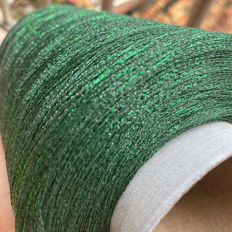 250G Mooie Glitter Groene Linnen Gemetalliseerde Garen Goud Zilver Zijde Hand Gehaakte Breien Weven Draad X5358