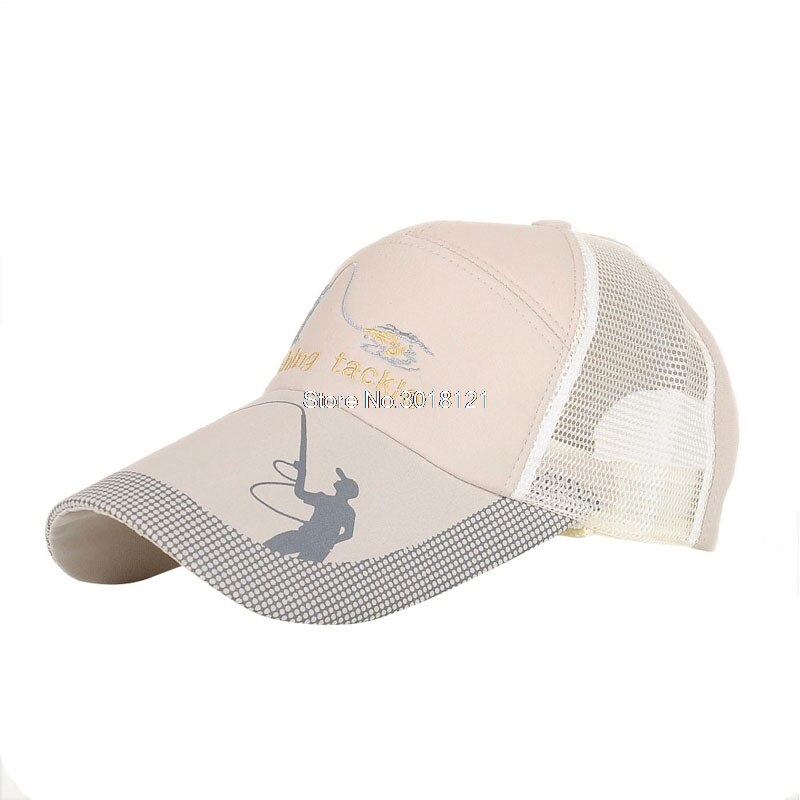 Zomer Golf Baseball Mesh Cap Verstelbare Sport Zonneklep Hoed Unisex vissen Cap: Beige